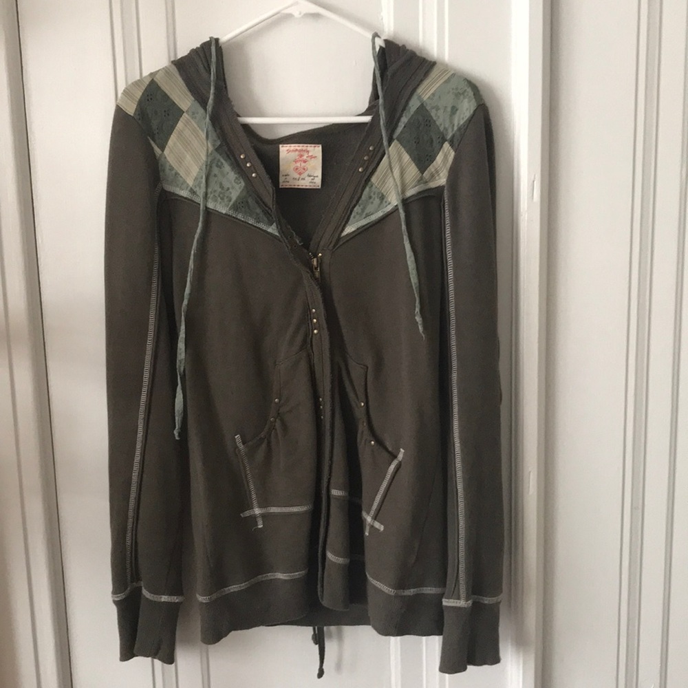 Olive Free People Zip-Up Hoodie